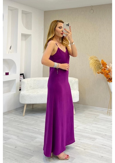 Paw Garage Kadın Hazel İp Askılı Ayrobin Maxi Yazlık Elbise Mor