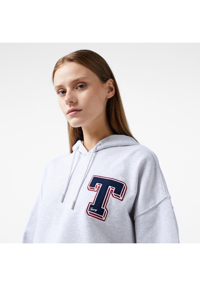 Tommy Hilfiger Tommy Jeans Letterman Kadın Gri Sweatshirt Düz Dw0dw18653 Gri