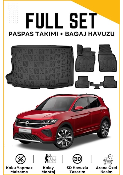 Volkswagen T-cross 2023-2024-2025 Model Üst Birebir Uyumlu Bagaj Havuzu+paspas Seti