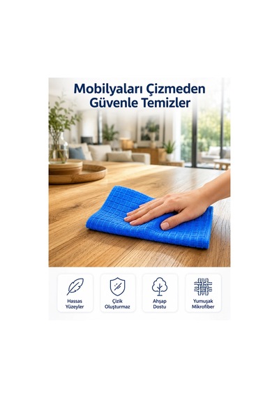 Mey İthalat Profesyonel Mikrofiber Temizlik Bezi Çok Amaçlı Yüksek Emici Çizmeyen Temizlik Bezi 40x40 Cm