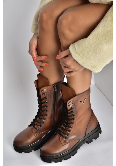Fox Shoes V999049103 Taba Hakiki Deri Kadın Postal Bot Taba-hakiki Deri