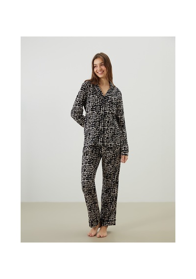 Lcw Dream Pembe Gömlek Yaka Leopar Desenli Kadın Pijama Takımı