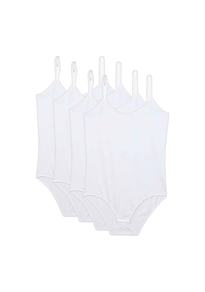 Royaleks 4 Adet İp Askılı Kadın Çıtçıtlı Body Beyaz Çok Renkli