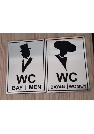 Vintage Metal Görünümlü Rezopal Wc Tabelası