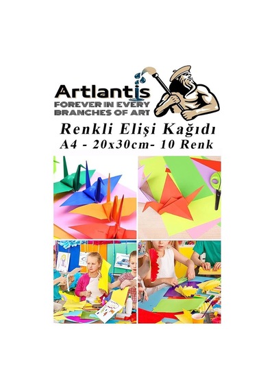 Artlantis Elişi Kağıdı A4 10 Renk 2 Paket El İşi Kağıdı 10 Lu Kreş Ana Sınıfı Okul Öncesi Sınıf Malzemesi