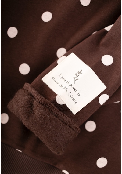 Cigit Kadife Taytlı Sweatshirt Takım 2-10 Yaş Puantiye Desenli Kahverengi