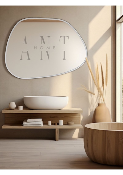 Asimetrik Ayna 75x55 Cm Konsol Aynası, Dresuar Aynası, Duvar Aynası, 1.kalite Şişecam Ayna 75 X 55 Beyaz