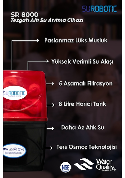 75 Gpd Membranlı 5 Filtreli Su Arıtma Cihazı 8 L Çelik Tanklı