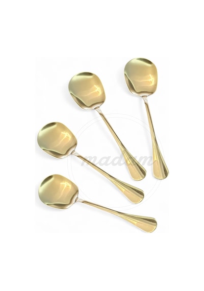 Madamev 4'lü Gold Servis Kaşığı Paslanmaz Çelik Lüx Salata Börek Pasta Fırın Tavuk Patates Servis Ka