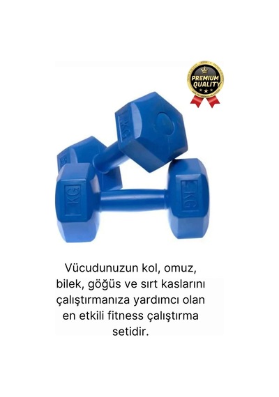 Premium Kalite Fitness Spor Egzersiz Vücut Kas Geliştirme Mavi 4 Kg Dambıl Ağırlık Seti - 2 Adet