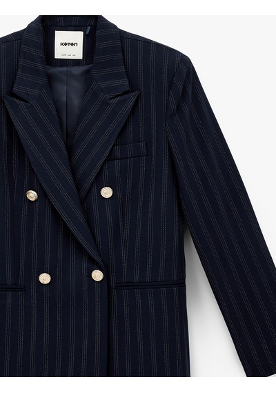 Koton Uzun Kollu Cepli Düğmeli Kruvaze Çizgili Blazer Ceket Lacivert Çizgili 6sak50027ew 7s2 Koton Uzun Kollu Cepli Düğmeli Kruvaze Çizgili Blazer Ceket Lacivert Çizgili 6sak50027ew 7s2