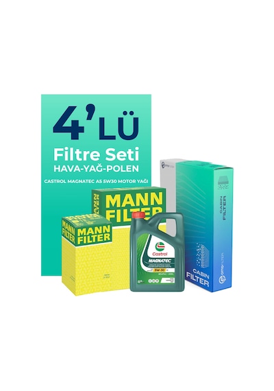 Mann Ford Fiesta 1.6 Dizel Filtre Bakım Seti Castrol Motor Yağlı (2004-2008) 4 Lü