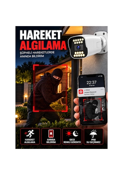 Dahua J-tech D1073 5mp 8'li Akıllı Sesli Ip Kamera Seti 1tb Renkli Gece Yüz Araç Hareket Algılama