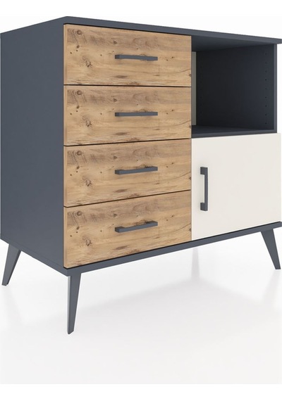 Hyperion Şifonyer Tek Raflı 4 Çekmeceli Tek Kapaklı 88x44x80 Antrasit-aytaşı/çam Aytaşı/çam Hyperion Şifonyer Tek Raflı 4 Çekmeceli Tek Kapaklı 88x44x80 Antrasit-aytaşı/çam Aytaşı/çam