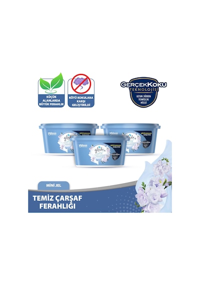 Glade Mini Jel Oda Kokusu Temiz Çarşaf Ferahlığı 3'lü Set