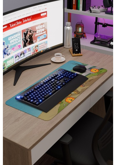 Cuphead Kaymaz Dikişli Kauçuk Oyuncu Mousepad V4 - 70x30 Xl Gaming Mouse Pad Fare Altlığı