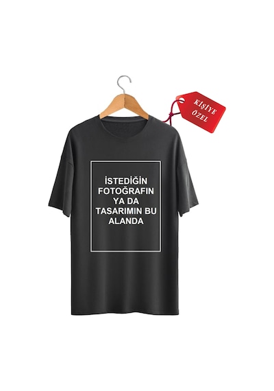 Kendin Tasarla T-shirt Kişiye Özel Tişört Baskılı Tshirt SIYAH