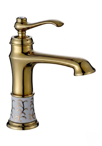 Victoria Gold Porselen Gövde Lavabo Bataryası Altın