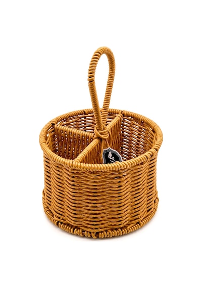 Taşıma Kulplu 2+1 Bölmeli Tezgah Üstü Bambu - Ahşap Kaşıklık Bx40 7009