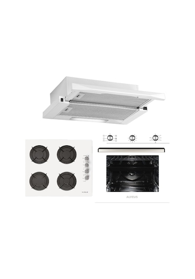 Alveus Cloud 614 MFA 614 - GLS 640 - F4 ECR Beyaz Ankastre Set