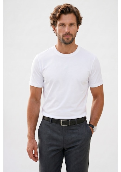 Tudors Erkek Regular Fit Klasik Kesim Ekstra Soft Modal Kumaş Bisiklet Yaka Kısa Kollu Beyaz Tişört-50816