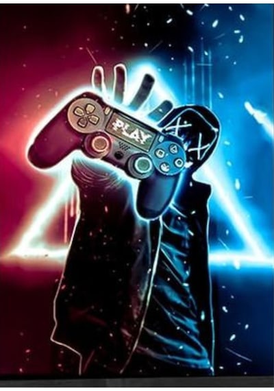Playstation Gamepad Neon Kanvas Tablo Gamer Oyun Odası Duvar Dekorasyonu
