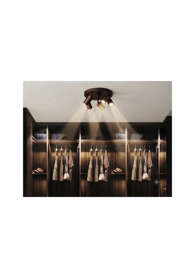 5'li Hareketli Metal Led Spot Avize Kahverengi Tavan Aydınlatması Os Ram Led Ampul 3000 K Günışığı Ve Renk Seçenekli Siyah