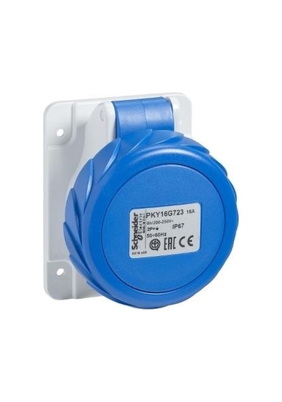 Schneider Electric PKY32G723 3 x 32 A Monofaze 2P+T IpIP67 Hızlı Bağlantı Düz Makina Prizi