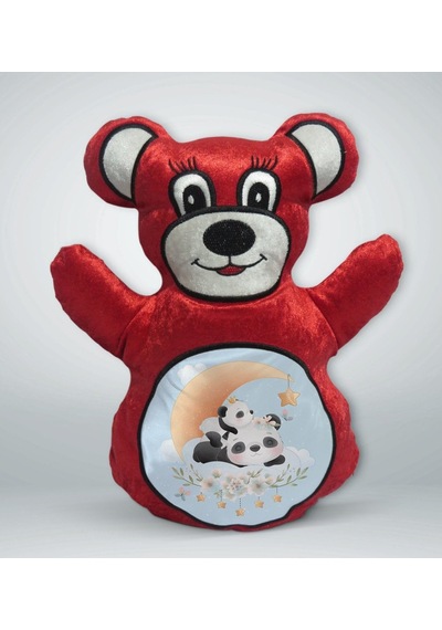 Bk Gift Sevimli Pandalar Tasarımlı Kırmızı Ayıcık Yastık-5