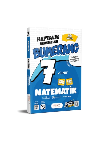 7. Sınıf Bumerang Haftalık Matematik Denemeleri Günay Yayınları