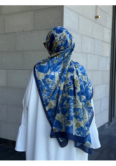Qalortex Scarf Pamuklu Mimoza Desen Şal- Latte/laci