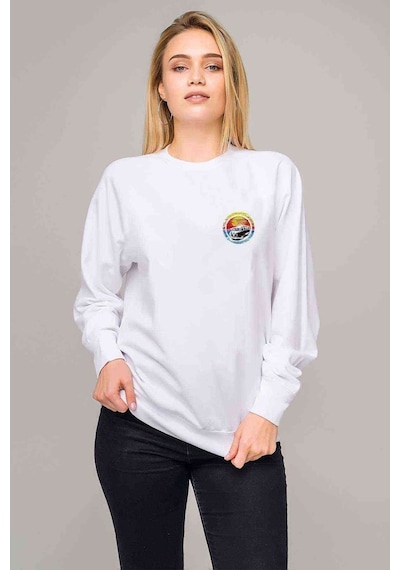 Plaj Classic Transit Göğüs Baskılı Beyaz Kadın Sweatshirt