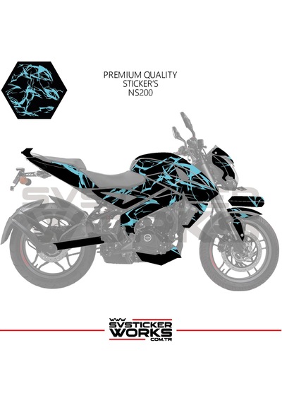 Bajaj Ns200 Kaplama Sticker Şimşek Yıldırım Motor Kaplama Modeli Hazır Kit Mavi