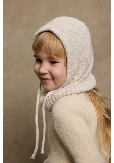 Comerciante Çocuk Balaklava Bere Taş Rengi İpli Triko Örgü Kapüşonlu Boyunluk Kışlık Unisex Kar Beresi Taş - 939033084 Taş