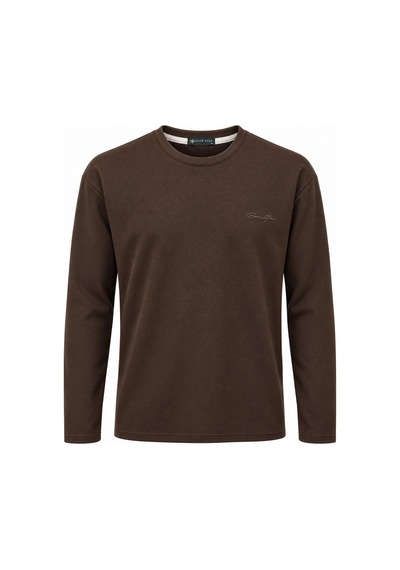 Glow Star Bisiklet Yaka Slim Fit Erkek Sweatshirt - 7777 Kahverengi