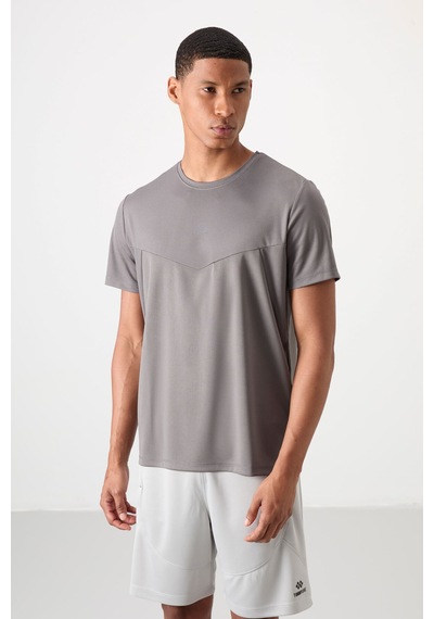 Tommy Life Koyu Gri Polyester Nefes Alan Dokulu İnce Esnek Standart Fit Erkek Performans T-shirt - 88391 Koyu Gri