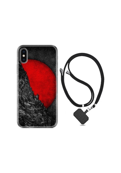 Apple Uyumlu iPhone X XS Kılıf Boyun Askılı Kırmızı Gezegen 1713