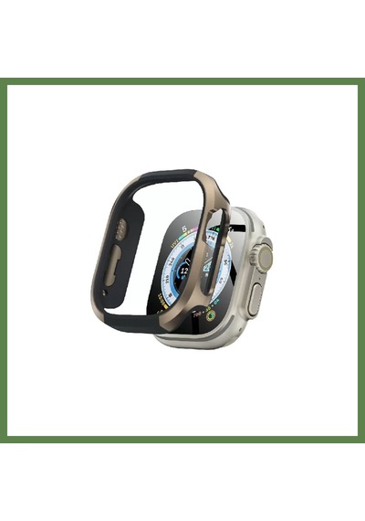 Bezos Movenchy Watch Ultra 49mm Uyumlu Mo-wt3 Alüminyum Camlı Kasa Ekran Koruyucu - Gold Hb006