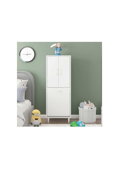 Gamzem Genç Odası 55x138 Cm Oyuncak Sepetli Çocuk Odası Dolabı Beyaz