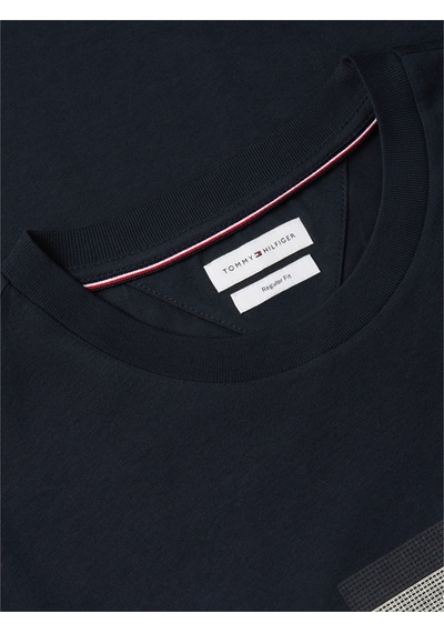Tommy Hilfiger Scrıpt Flag Regular Tee Erkek Mavi T-shirt - Mw0mw43226