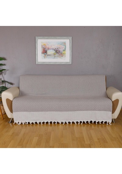 Buldan İşi Kaymaz Pamuklu Koltuk Örtüsü 170x210 Cm Koltuk Şalı Çekyat Kanepe Örtüsü Kahverengi Çok Renkli