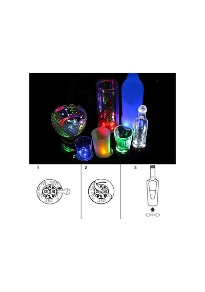 Parti Led Şişe Bardak Etiketi 6cm 6 Led Li 7 Renk + Renk Döngüsü