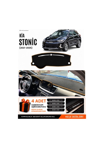 Kia Stonıc 2021-2025 Uyumlu Torpido Örtüsü, Torpido Kılıfı - Siyah-kahverengi - Kı024