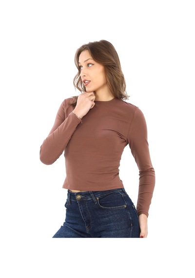 Likralı Pamuk Tişört-slim Fit -açık Kahve Açık Kahve