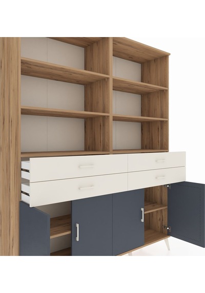 Hyperion Gardrop 8 Raflı 4 Çekmeceli 4 Kapaklı 176x44x221 Çam-antrasit/aytaşı Beyaz Hyperion Gardrop 8 Raflı 4 Çekmeceli 4 Kapaklı 176x44x221 Çam-antrasit/aytaşı Beyaz