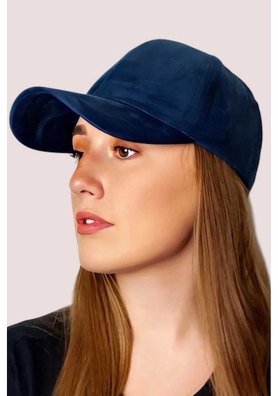Unisex Vegan Süet Şapka Lacivert