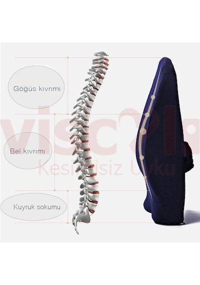 Viscoli Yastık Bel Yastığı Ortopedik Destek Yastık Oturma Minder Cırt Cırtlı Lastikli