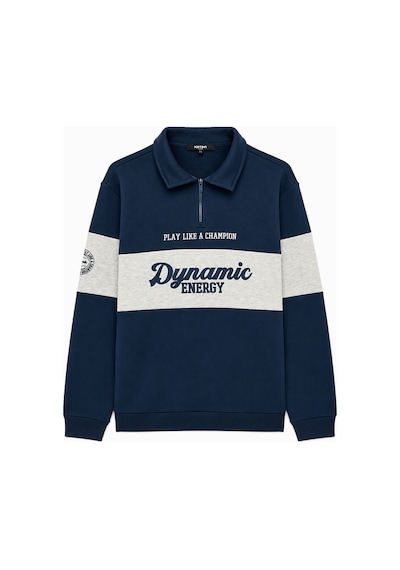 Koton Uzun Kollu Üç İplik Şardonlu Renk Bloklu Yarım Fermuarlı Polo Yaka Baskılı Sweatshirt Lacivert 7wam70031mk Koton Uzun Kollu Üç İplik Şardonlu Renk Bloklu Yarım Fermuarlı Polo Yaka Baskılı Sweatshirt Lacivert 7wam70031mk