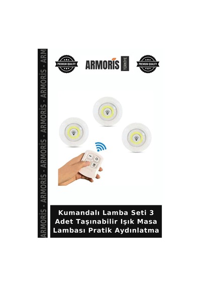 Kumandalı Lamba Seti 3 Adet Taşınabilir Işık Masa Lambası Pratik Aydınlatma Çok Renkli