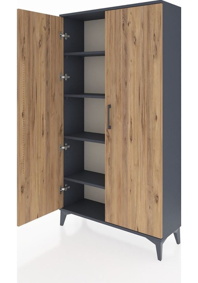 Arges Dolap 4 Raflı 2 Kapaklı 88x30x163 Antrasit-çam Antrasit